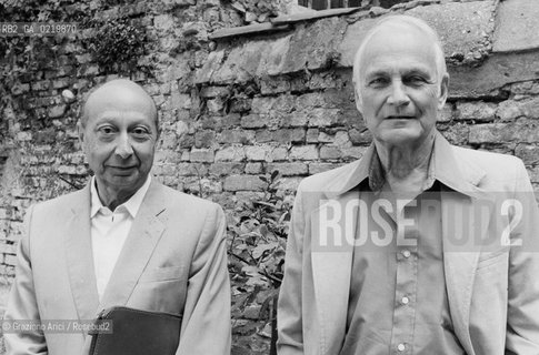 -VENEZIA,1989. RITRATTO DEL  SOCIOLOGO CHARLES BETTELHEIM CON LECONOMISTA PAUL SWEEZY..ECONOMIA ECONOMISTA MARXISTA SAGGISTA DIRETTORE.-VENICE,1989.PORTRAIT OF THE SOCIOLOGIST CHARLES BETTELHEIM WITH THE ECONOMIST PAUL SWEEZY ©Graziano Arici/Rosebud2