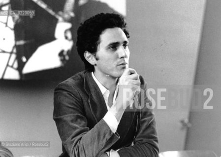 Venice,1978?. Francesco Rutelli, segretario della Lega Socialista per il disarmo. Portrait of Francescio Rutelli during a convention. Politica, ritratto ©Graziano Arici/Rosebud2