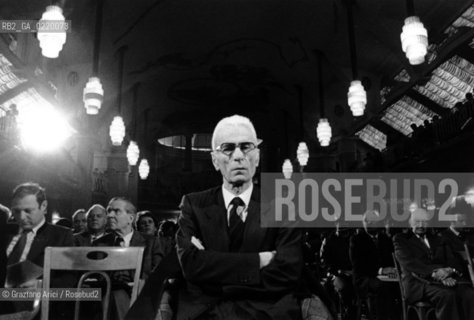 MERANO, 1986?.IL POLITICO ALTOATESINO SILVIUS MAGNAGO 33°CONGRESSO S.V.P.. PORTRAIT OF THE POLTICIAN SILVIUS MAGNAGO MERANO, 1986?.IL POLITICO ALTOATESINO SILVIUS MAGNAGO 33°CONGRESSO S.V.P.. PORTRAIT OF THE POLTICIAN SILVIUS MAGNAGO. POLITICA, RITRATTO ©Graziano Arici/Rosebud2