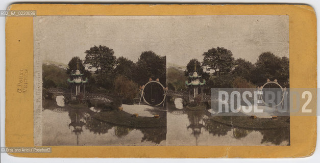 -GENOVA, AUTORE CARLO PONTI, SENZA DATA. POSITIVO ALLALBUMINA MONTATO SU CARTONE COLORATA A MANO, FOTOGRAFIA STEREOSCOPICA, CM 17X8,4.  FOTOANTICHE STEREOSCOPICA.-GENOVA, PHOTOGRAPHER CARLO PONTI, VILLA PALLAVICINI, UNDATED. ALBUMEN POSITIVE MOUNTED ON CARDBOARD HAND COLOURED, STEREOSCOPICAL PHOTOGRAPH CM 17X8,4  © ARCHIVIO Graziano Arici/Rosebud2 