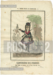 - CANTINIERE DES FEDERES, MENSA DEI FEDERATI,CARICATURE, PARIGI, SENZA DATA. STAMPA COLORATA A MANO CM 28X40.COMUNE DI PARIGI, FOTOANTICHE,CARICATURA .-CANTEEN OF FEDERATED, CARICATURES, PARIS, UNDATED.  HAND COLORED PRINT CM 28X40 © ARCHIVIO Graziano Arici/Rosebud2 