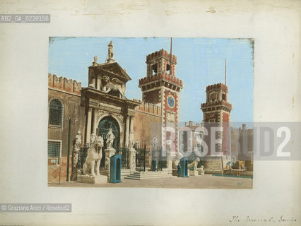 -VENEZIA, AUTORE CARLO PONTI, ARSENALE, POST 1866, STAMPA ALLALBUMINA COLORATA A MANO,CM 25X19. ARSENALE  FOTOANTICHE.-VENICE, AUTHOR CARLO PONTI, ARSENALE, POST 1866. ALBUMEN PHOTOGRAPH HAND COLOURED, CM 25X19 © ARCHIVIO Graziano Arici/Rosebud2 ..