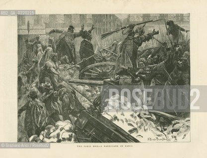 -COMUNE DI PARIGI, , STAMPA ILLUSTRAZIONE DI UNA BARRICATA A PARIGI,SENZA DATA, 34X 24 CM, PARIGI. COMUNE DI PARIGI FOTOANTICHE .- NO INDICATION AUTHORS, PRINT BARRICADE IN PARIS,PARIS, UNDATED, CM 34X24 © ARCHIVIO Graziano Arici/Rosebud2 