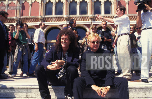 - Venezia,1994. 51°Festival Internazionale dArte Cinematografica. Roger Taylor e Bryan May, musicisti del gruppo Queen..- Venice,1994. 51th Venice International Film Festival. Portrait of the Roger Taylor and Bryan May, of the rock band Queen ©  Graziano Arici
