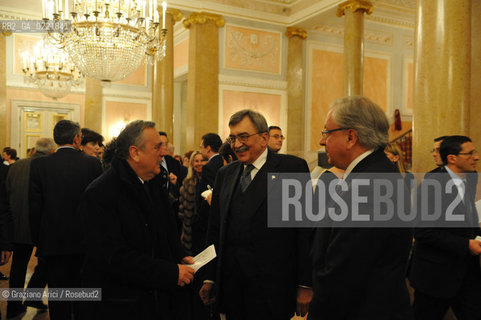 29/1/11 - Gran Teatro la Fenice : Gala for the 50th Anniversary of Marsilio Publishing House : The Minister Sacconi, Cesare de Michelis and Cristiano Chiarot ©Graziano Arici/Rosebud2