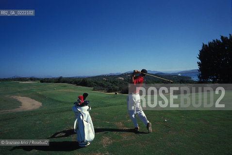 Sardegna,2002. Costa Smeralda,Porto Cervo.Pevero Golf club. Sport isola Porto Cervo Costa Smeralda.Sardinia,2002.Emeral Coast, Porto Cervo. Pevero Golf club ©Graziano Arici/Rosebud2