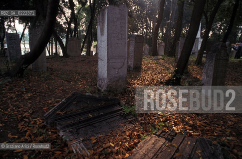 Lido di Venezia,1994. Lantico cimitero ebraico del Lido di Venezia.Geo cimitero ebraismo Lapide.lido of Venice,1994.The Jewish cemetery ©Graziano Arici/Rosebud2