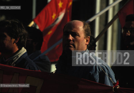 - Portomarghera,Venezia, 1993.Operai dellAlutekna in sciopero.POLITICA manifestazione Sciopero lavoro operai .- Portomarghera,Venice,1993.Strike of the Alutekna workers ©Graziano Arici/Rosebud2