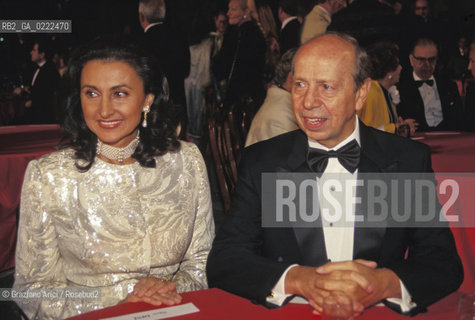 Venezia,1996.Lonorevole Lamberto Dini con la moglie Donatella. Politica onorevole ritratto.Venice,1996.The politician Lamberto Dini with his wife Donatella  ©Graziano Arici/Rosebud2