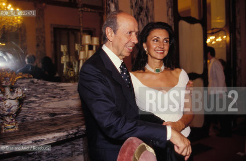 Venezia,1996.Lonorevole Lamberto Dini con la moglie Donatella. Politica onorevole ritratto.Venice,1996.The politician Lamberto Dini with his wife Donatella  ©Graziano Arici/Rosebud2