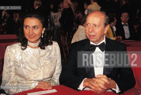 Venezia,1996.Lonorevole Lamberto Dini con la moglie Donatella. Politica onorevole ritratto.Venice,1996.The politician Lamberto Dini with his wife Donatella  ©Graziano Arici/Rosebud2