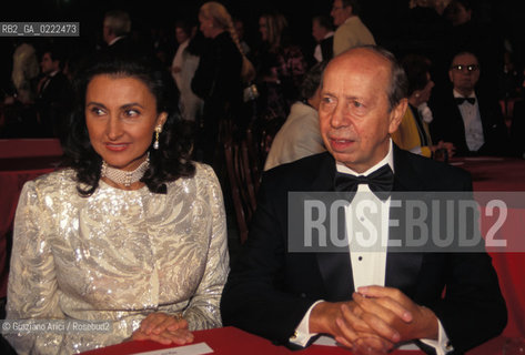 Venezia,1996.Lonorevole Lamberto Dini con la moglie Donatella. Politica onorevole ritratto.Venice,1996.The politician Lamberto Dini with his wife Donatella  ©Graziano Arici/Rosebud2