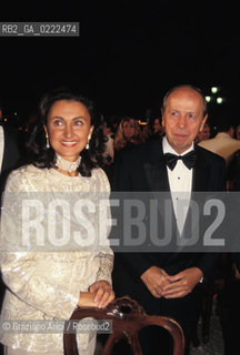 Venezia,1996.Lonorevole Lamberto Dini con la moglie Donatella. Politica onorevole ritratto.Venice,1996.The politician Lamberto Dini with his wife Donatella  ©Graziano Arici/Rosebud2