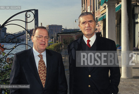 Venezia,1997. I politici Marco Formentini e Aldo Mariconda. Politica ritratto politici.Venice,1997.The politicians Marco Formentini and Aldo Mariconda ©Graziano Arici/Rosebud2
