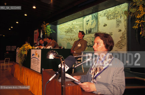 Pola, Croazia, 1995. La politica e poetessa Loredana Bogliun Debeljuh durante il Primo Congresso Mondiale degli Istriani. Politica scrittrice ritratto congresso.Pola, Croazia,1995. The politician and poet Loredana Bogliun Debeljuh at the First  World Istrian Congress ©Graziano Arici/Rosebud2