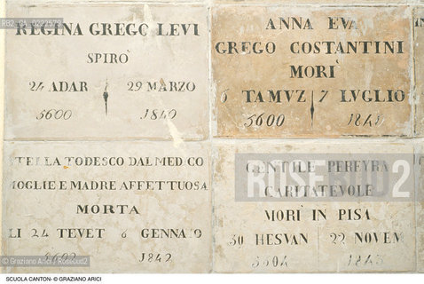 Caption: Nome:..SINAGOGA DELLA SANTA COMUNITÀ CANTON : LAPIDI COMMEMORATIVE DI MEMBRI DELLA COMUNITA CANTON  ....Localizzazione:..VENEZIA / CANNAREGIO / CAMPO DEL GHETTO NOVO SINAGOGA DELLA SANTA COMUNITÀ CANTON / SCUOLA CANTON  ..VENICE / CANNAREGIO / CAMPO GHETTO NOVO  SYNAGOGUE OF THE SACRED COMMUNITY OF CANTON  / SCUOLA CANTON   ..Soggetto:..LAPIDI COMMEMORATIVE DI MEMBRI DELLA COMUNITA CANTON  ..MEMORIAL SLABS COMMEMORATING MEMBERS OF THE BROTHERHOOD OF CANTON  ..Cronologia:..SEC. XIX  ..XIXth CENTURY  ..Autore:......Stile:..BAROCCO  ..BAROQUE   ..Editori Stampatori:......Committenza:..EBREI DI ORIGINE PROVENZALE DI RITO ASHKENAZITA  ..FRENCH ASHKENAZI JEWS   ..Materia e Tecnica:..MARMO  ..MARBLE  ..Collocazione:......Note:......Riproduzione Fotografica:..Graziano Arici/Rosebud2  ....Copyright:..Graziano Arici/Rosebud2/  ....Data:..1994....Costo:..A....Key:..CHIESA   ..CHURCH