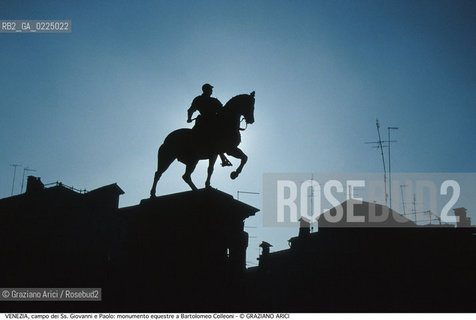 Localizzazione:..VENEZIA / CANNAREGIO..Oggetto:..Soggetto:..CAMPO DEI SS. GIOVANNI E PAOLO / MONUMENTO EQUESTRE A BARTOLOMEO COLLEONI..Cronologia: ..XV SECOLO..Definizione Culturale:..   Autore: ..ANDREA VERROCCHIO..ALESSANDRO LEOPARDI..   Stile:..RINASCIMENTO..   Editori/Stampatori:..   Committenza:..Materia e Tecnica:..BRONZO..Collocazione:..Note:..MONUMENTALE ..Riproduzione Fotografica:..Graziano Arici/Rosebud2 .Copyright:..Graziano Arici/Rosebud2 .Data:..1995..Costo:..A..