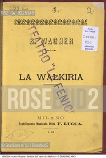 Localizzazione:..VENEZIA / CANNAREGIO..Oggetto:..Soggetto:..CA VENDRAMIN CALERGI / MUSEO RICHARD WAGNER / LIBRETTO DELL OPERA LA WALKIRIA..Cronologia: ....Definizione Culturale:..   Autore: ....   Stile:....   Editori/Stampatori:..   Committenza:..Materia e Tecnica:..Collocazione:..ARCHIVIO STORICO DEL TEATRO LA FENICE..Note:..MONUMENTALE..Riproduzione Fotografica:..Graziano Arici/Rosebud2 .Copyright:..Graziano Arici/Rosebud2 .Data:..1990..La cessione dei diritti di questa immagine si intende per quanto di nostra competenza. Non comprende invece le eventuali spese  relative a diritti che potranno essere richiesti dagli Enti o persone fisiche cui appartengono eventualmente i soggetti  ripresi. Tali costi, ove necessari, e l’espletamento di qualsivoglia pratica di richiesta di concessione del permesso di pubblicazione sono esclusivamente a carico e a cura del soggetto acquirente di questa immagine.