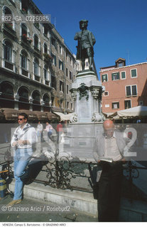 Caption: Localizzazione:..VENEZIA / S. MARCO..Oggetto:..Soggetto:..CAMPO S. BARTOLOMIO / MONUMENTO A CARLO GOLDONI..Cronologia: ..XIX SECOLO..Definizione Culturale:..   Autore:..ANTONIO DAL ZOTTO ..   Stile:..   Editori/Stampatori:..   Committenza:..Materia e Tecnica:..BRONZO..Collocazione:..Note:..CALLI CAMPI PONTI..Riproduzione Fotografica:..Graziano Arici/Rosebud2 .Copyright:..Graziano Arici/Rosebud2 .Data:..1990..Costo:..A
