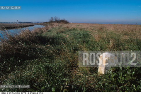 Caption: Nome:..ISOLA DI SANTARIANO....Localizzazione:..VENEZIA / ISOLA DI SANTARIANO / LAGUNA NORD..VENICE / THE ISLE OF SANTARIANO   / THE NORTH LAGOON..Soggetto:..ISOLA DI SANTARIANO / Cippo ..ARCHEOLOGIA..Cronologia:..SEC. XVI ..XVIth CENTURY ..Autore:......Stile:......Editori Stampatori:......Committenza:......Materia e Tecnica:......Collocazione:......Note:..NEL 1565 VIENE REALIZZATO UN MURO CHE RECINGE ANCORA OGGI LA PARTE DELLISOLA ALLORA DESTINATA AD OSSARIO..IN 1565 A WALL HAS BEEN BUILT TO SURROUND AN OSSUARY..Riproduzione Fotografica:..Graziano Arici/Rosebud2 ...Copyright:..Graziano Arici / rosebud2/....Data:..1993....Costo:..A....Key:..ISOLE ABBANDONATE..UNINHABITED ISLANDS