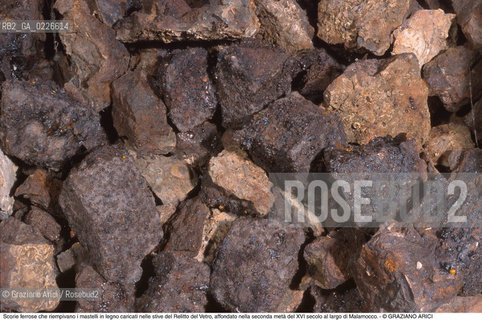 Caption: Nome:..ISOLA DEL LAZZARETTO NUOVO....Localizzazione:..VENEZIA / ISOLA DEL LAZZARETTO NUOVO / LAGUNA NORD..VENICE / THE ISLE OF LAZZARETTO NUOVO / THE NORTH LAGOON..Soggetto:..ISOLA DEL LAZZARETTO NUOVO / ..Scorie ferrose che riempivano i mastelli in legno caricati nelle stive del Relitto del Vetro, affondato nella seconda metà del XVI secolo al largo di Malamocco...ARCHEOLOGIA..Cronologia:..SEC. XVI....Autore:.. ....Stile:......Editori Stampatori:......Committenza:......Materia e Tecnica:......Collocazione:..TESON GRANDO / ISOLA DEL LAZZARETTO NUOVO....Note:..NEL XV SEC. DIVENTA LAZZARETTO PER LESPURGO DELLE MERCI E SUCCESSIVAMENTE DELLE PERSONE SOSPETTE DI CONTAGIO. DOPO LA PESTILENZA DEL XVI SEC. VIENE ABBANDONATA E NEL 1800 DIVENTA ZONA MILITARE ..ARCHEOLOGIA..THE ISLAND BECAME A QUARANTINE STATION IN XVth CENTURY, FIRST FOR GOODS AND LATER FOR INDIVIDUALS SUSPECTED OF BEING INFECTED. AFTER THE PLAGUES OF THE XVIth CENTURY, THE ISLAND WAS ABANDONED AND IT BECAME A MILITARY POST IN 1800 ..Riproduzione Fotografica:..Graziano Arici/Rosebud2 ...Copyright:..Graziano Arici / rosebud2/....Data:..1999....Costo:..A....Key:..ISOLE ABBANDONATE..UNINHABITED ISLANDS