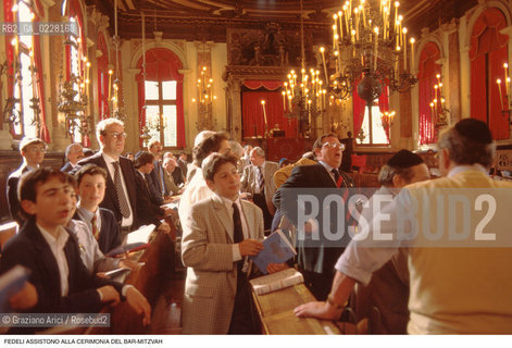 Caption: Nome:..SCUOLA GRANDE SPAGNOLA : FEDELI ASSISTONO ALLA CERIMONIA DEL BAR-MITZVAH (LENTRATA DEI TREDICENNI NELLETÀ ADULTA)..      ..Localizzazione:..VENEZIA / CANNAREGIO / GHETTO VECCHIO / SINAGOGA / SCUOLA GRANDE SPAGNOLA   ..VENICE / CANNAREGIO /  GHETTO VECCHIO / SYNAGOGUE / SCUOLA GRANDE SPAGNOLA    ..Soggetto:..FEDELI ASSISTONO ALLA CERIMONIA DEL BAR-MITZVAH (LENTRATA DEI TREDICENNI NELLETÀ ADULTA)   ..MEMBERS OF THE  COMMUNITY WATCHING THE CERIMONY OF BAR-MITZVAH (THE ENTRY INTO ADULT LIFE AT THIRTEEN)   ..Cronologia:..SEC. XVI SECONDA METÀ / RIEDIFICATA NEL SEC. XVII PRIMA METÀ   ..XVIth CENTURY / REBUILT IN THE XVIIth CENTURY   ..Autore:..LONGHENA BALDASSARRE / MANIERA    ..LONGHENA BALDASSARRE / STYLE   ..Stile:..BAROCCO  ..BAROQUE   ..Editori Stampatori:......Committenza:......Materia e Tecnica:......Collocazione:......Note:......Riproduzione Fotografica:  ..Graziano Arici/Rosebud2 ....Copyright:..Graziano Arici/Rosebud2/....Data:..1994 ....Costo:..A....Key:..RITI..RITES
