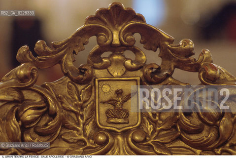 Caption: Nome: ..GRAN TEATRO LA FENICE..Descrizione: ..SALE APOLLINEE / VENEZIA STEMMA SEDIA..Credit: ..Graziano Arici/Rosebud2/..Costo: ..A..Nazione: ..ITALIA..Città: ..VENEZIA..Data: ..1985 ca.