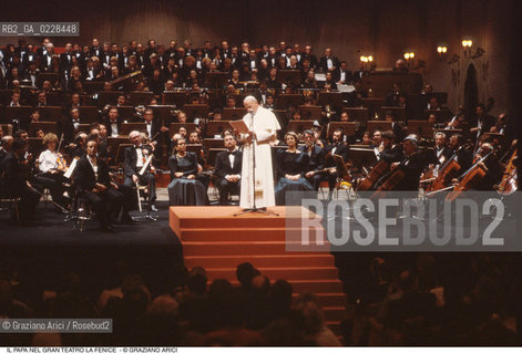 Caption: Nome: ..GRAN TEATRO LA FENICE..Descrizione: ..IL PAPA GIOVANNI PAOLO II - KAROL WOJTYLA  / VENEZIA..Credit: ..Graziano Arici/Rosebud2/..Costo: ..A..Nazione: ..ITALIA..Città: ..VENEZIA..Data: ..16/06/1985