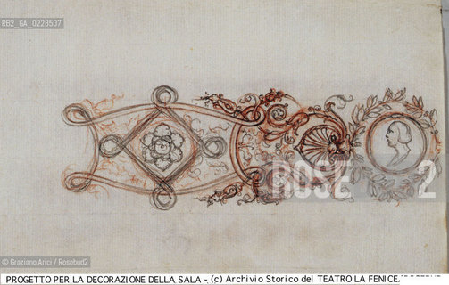 Nome: ..GRAN TEATRO LA FENICE..Descrizione: ..TEATRI / DETTAGLIO PER LA DECORAZIONE DELLA SALA / DISEGNO DI GIAMBATTISTA MEDUNA DEL 1854 ..Credit:..ARCHIVIO STORICO DEL TEATRO LA FENICE/..Costo: ..A..Nazione: ..ITALIA..Città:..VENEZIA..Data: ..1984....La cessione dei diritti di questa immagine si intende per quanto di nostra competenza. Non comprende invece le eventuali spese  relative a diritti che potranno essere richiesti dagli Enti o persone fisiche cui appartengono eventualmente i soggetti  ripresi. Tali costi, ove necessari, e l’espletamento di qualsivoglia pratica di richiesta di concessione del permesso di pubblicazione sono esclusivamente a carico e a cura del soggetto acquirente di questa immagine.