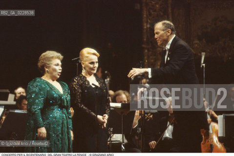 Caption: Nome: ..GRAN TEATRO LA FENICE..Descrizione: ..MUSICA CLASSICA / CONCERTO PER IL BICENTENARIO / CON I SOPRANI MARILYN HORNE, KATIA RICCIARELLI, IL DIRETTORE DORCHESTRA PRETRE GEORGES E LORCHESTRA DEL TEATRO LA FENICE / VENEZIA..Credit: ..Graziano Arici/Rosebud2/..Costo: ..A..Nazione: ..ITALIA..Città: ..VENEZIA..Data: ..16/05/92..La cessione dei diritti di questa immagine si intende per quanto di nostra competenza. Non comprende invece le eventuali spese  relative a diritti che potranno essere richiesti dagli Enti o persone fisiche cui appartengono eventualmente i soggetti  ripresi. Tali costi, ove necessari, e l’espletamento di qualsivoglia pratica di richiesta di concessione del permesso di pubblicazione sono esclusivamente a carico e a cura del soggetto acquirente di questa immagine.