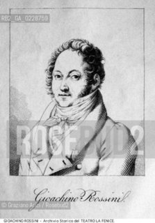 Nome:..ROSSINI GIOACHINO..Descrizione:..MUSICA CLASSICA COMPOSITORE / STAMPA..Credit:..ARCHIVIO STORICO DEL TEATRO LA FENICE/..Costo:..A..Nazione:..ITALIA..Città:..VENEZIA..Data:..1990....La cessione dei diritti di questa immagine si intende per quanto di nostra competenza. Non comprende invece le eventuali spese  relative a diritti che potranno essere richiesti dagli Enti o persone fisiche cui appartengono eventualmente i soggetti  ripresi. Tali costi, ove necessari, e l’espletamento di qualsivoglia pratica di richiesta di concessione del permesso di pubblicazione sono esclusivamente a carico e a cura del soggetto acquirente di questa immagine.