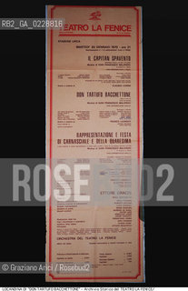 Nome:..DON TARTUFO BACCHETTONE ..Descrizione:..MUSICA CONTEMPORANEA / LOCANDINA DELL OPERA DON TARTUFO BACCHETTONE  DI GIAN FRANCESCO MALIPIERO RAPPRESENTATA IN PRIMA ASSOLUTA IL 20/01/1970..Credit:..ARCHIVIO STORICO DEL TEATRO LA FENICE/..Costo:..A..Nazione:..ITALIA..Città:..VENEZIA..Data:..1990....La cessione dei diritti di questa immagine si intende per quanto di nostra competenza. Non comprende invece le eventuali spese  relative a diritti che potranno essere richiesti dagli Enti o persone fisiche cui appartengono eventualmente i soggetti  ripresi. Tali costi, ove necessari, e l’espletamento di qualsivoglia pratica di richiesta di concessione del permesso di pubblicazione sono esclusivamente a carico e a cura del soggetto acquirente di questa immagine.