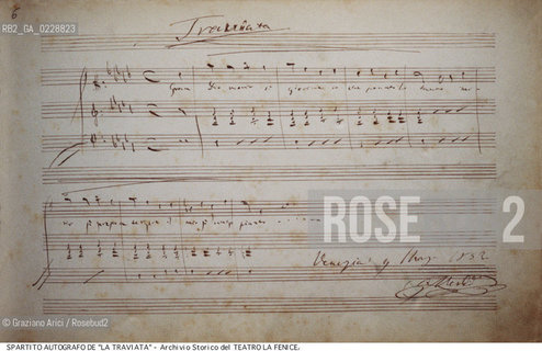 Nome:..LA TRAVIATA..Descrizione:..MUSICA CLASSICA / SPARTITO AUTOGRAFO DI GIUSEPPE VERDI DEL 9/03/1853..Credit:..ARCHIVIO STORICO DEL TEATRO LA FENICE/..Costo:..A..Nazione:..ITALIA..Città:..VENEZIA..Data:..1990....La cessione dei diritti di questa immagine si intende per quanto di nostra competenza. Non comprende invece le eventuali spese  relative a diritti che potranno essere richiesti dagli Enti o persone fisiche cui appartengono eventualmente i soggetti  ripresi. Tali costi, ove necessari, e l’espletamento di qualsivoglia pratica di richiesta di concessione del permesso di pubblicazione sono esclusivamente a carico e a cura del soggetto acquirente di questa immagine.
