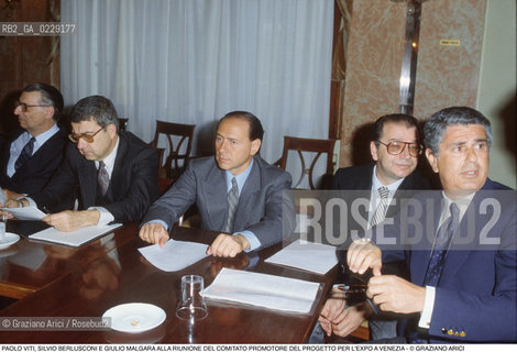 Caption: Caption: Nome: ..NO EXPO..Descrizione: ..PAOLO VITI, SILVIO BERLUSCONI E GIULIO MALGARA ALLA RIUNIONE DEL COMITATO PROMOTORE DEL PROGETTO PER LEXPO A VENEZIA ..Credit: ..Graziano Arici/Rosebud2 .Costo: ....Nazione: ..ITALIA..Città: ....Data: ..1989..