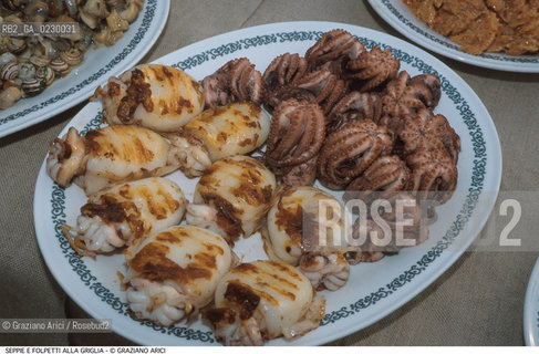 Nome: ..SEPPIE E FOLPETTI ALLA GRIGLIA..Descrizione: ..GASTRONOMIA CIBO  PESCE / PIATTO..Credit: ..Graziano Arici/Rosebud2/..Costo: ..A..Nazione: ....Città: ....Data: ..2000