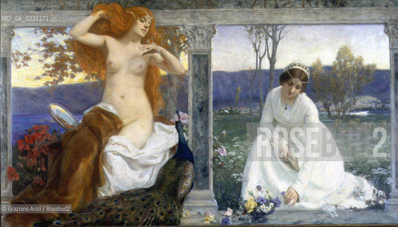 VENEZIA - MUSEO DARTE MODERNA DI CA PESARO 3. VITTORIO BRESSANIN ..Modestia e vanità, 1895..Olio su tela, cm 135 x 235 (Inv. 111)..ARCHIVIO Graziano Arici/Rosebud2  La cessione dei diritti si intende per quanto di nostra competenza; non comprende invece le eventuali spese relative a diritti che potranno essere richiesti dagli Enti cui appartengono le opere riprese. Tali costi, ove neccessari, e l’espletamento di qualsivoglia pratica di richiesta permessi sono esclusivamente  a  carico del committente e a sua cura.