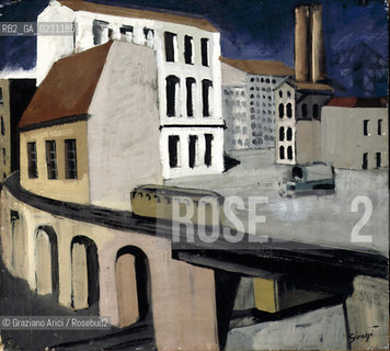 VENEZIA - MUSEO DARTE MODERNA DI CA PESARO MARIO SIRONI..Paesaggio urbano, 1950..Tempera su cartone, cm 56 x 61 (Inv. 2403)..ARCHIVIO Graziano Arici/Rosebud2  La cessione dei diritti si intende per quanto di nostra competenza; non comprende invece le eventuali spese relative a diritti che potranno essere richiesti dagli Enti cui appartengono le opere riprese. Tali costi, ove neccessari, e l’espletamento di qualsivoglia pratica di richiesta permessi sono esclusivamente  a  carico del committente e a sua cura.