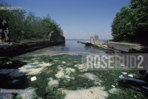 Nome:..ISOLA DI SAN GIORGIO IN ALGA....Localizzazione:..VENEZIA / ISOLA DI SAN GIORGIO IN ALGA / LAGUNA SUD..VENICE / THE ISLE OF SAN GIORGIO IN ALGA  / THE SOUTH LAGOON..Soggetto:..ISOLA DI SAN GIORGIO IN ALGA / RESTI DI UN EDIFICIO ..THE ISLE OF SAN GIORGIO IN ALGA / REMAINS OF A BUILDING ..Cronologia:......Autore:......Stile:......Editori Stampatori:......Committenza:......Materia e Tecnica:......Collocazione:......Note:..NEL XI SEC. FU COSTRUITO UN CONVENTO / NEL 1729 VENNE UTILIZZATA COME CARCERE POLITICO E NEL 1806 VENNE TRASFORMATA IN POLVERIERA ..IN XIth CENTURY A CONVENT WAS BUILT /  THE ISLAND WAS USED FOR THE CONFINEMENT OF POLITICAL PRISONERS FROM 1729 AND IN 1806 WAS CONVERTED INTO A POWDER MAGAZINE..Riproduzione Fotografica:..Graziano Arici/Rosebud2 ...Copyright:..Graziano Arici / rosebud2/....Data:..1993....Costo:..A....Key:..ISOLE ABBANDONATE..UNINHABITED ISLANDS