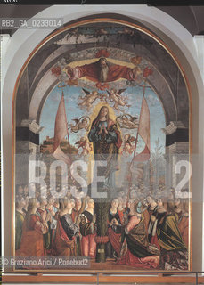VITTORE CARPACCIO - Storie di santOrsola, Apoteosi di santOrsola, Olio su tela, 481 x 336 cm.Venezia, Gallerie dellAccademia. Archivio Graziano Arici - Mostra Carpaccio, pittore di storie GALLERIE ALLACCADEMIA 27 NOVEMBRE 2004/23 MARZO 2005 La cessione dei diritti si intende per quanto di nostra competenza; non comprende invece le eventuali spese relative a diritti che potranno essere richiesti dagli Enti o Persone a cui appartengono le opere riprese. Tali costi, ove neccessari, e lÕespletamento di qualsivoglia pratica di richiesta di permessi e autorizzazioni sono esclusivamente  a  carico del committente.