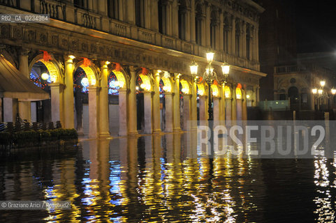 Venice december, 25th 2009 - Exceptional high tide of 1,45 m in Venice during the Christmas night at 4 a.m. ©Graziano Arici/Rosebud2 acqua alta marea