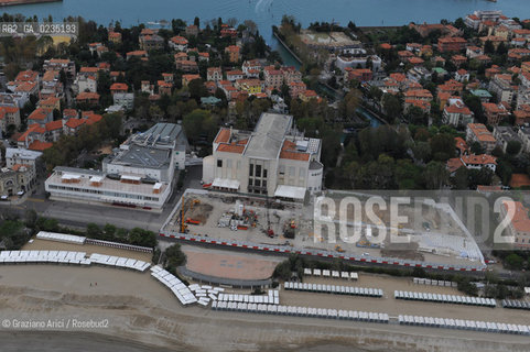 VENEZIA 15 OTTOBRE 2009 - FOTO AEREE DEL Cantiere del nuovo palazzo del cinema al lido ©Graziano Arici/Rosebud2 AEREA