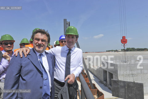 Venice 9/6/10 - Visit of the Veneto Region President Luca Zaia to the Mose system against the High Tide in Venice:  Renato Chisso with Luca Zaia  ©Graziano Arici/Rosebud2