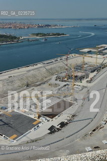 VENEZIA 28/7/10 FOTO AEREE AI LAVORI IN CORSO  PER LA COSTRUZIONE DELLE DIGHE MOBILI ALLA BOCCA DEL PORTO DI CHIOGGIA ©Graziano Arici/Rosebud2