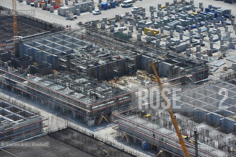 VENEZIA 28/7/10 FOTO AEREE AI LAVORI IN CORSO  PER LA COSTRUZIONE DELLE DIGHE MOBILI ALLA BOCCA DEL PORTO DI MALAMOCCO ©Graziano Arici/Rosebud2