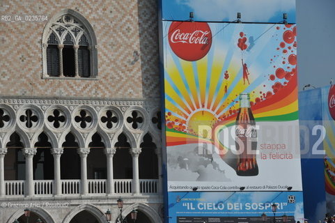 Venice, september 2010 - Publicity over the historic Palaces in Venice sponsor coca-cola ©Graziano Arici/Rosebud2