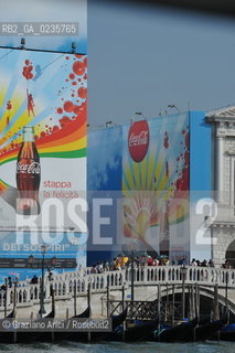 Venice, september 2010 - Publicity over the historic Palaces in Venice sponsor coca-cola ©Graziano Arici/Rosebud2