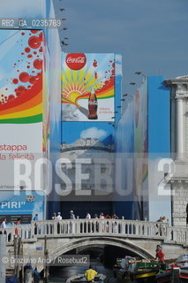 Venice, september 2010 - Publicity over the historic Palaces in Venice sponsor coca-cola ©Graziano Arici/Rosebud2