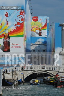 Venice, september 2010 - Publicity over the historic Palaces in Venice sponsor coca-cola ©Graziano Arici/Rosebud2