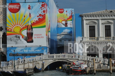 Venice, september 2010 - Publicity over the historic Palaces in Venice sponsor coca-cola ©Graziano Arici/Rosebud2