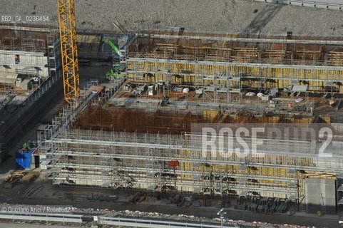 VENEZIA 13/12/10 FOTO AEREE AI LAVORI IN CORSO  PER LA COSTRUZIONE DELLE DIGHE MOBILI ALLA BOCCA DEL PORTO DI CHIOGGIA ©Graziano Arici/Rosebud2 CONSORZIO VENEZIA NUOVA